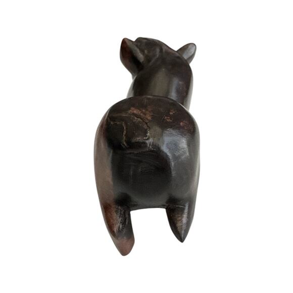 Vintage African Hand Carved Ebony Wood Fat Belly Pig - Picture 3 of 9